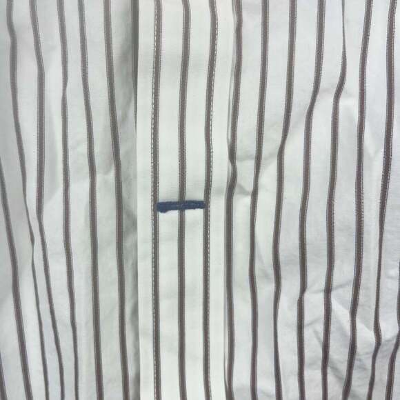 Abercrombie & Fitch Muscle Mens Large White Striped Button Up Long Sleeve - Picture 6 of 11